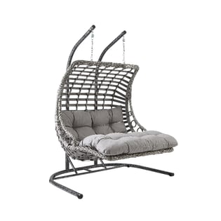 Capri Swing Bodrum Cütlü Rattan Bağ - Balkon Yelləncəyi Gray