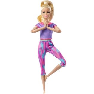 Toys Doll Barbie Made to Move Doll with 22 Flexible Joints and Long Blonde Ponytail Wearing Athleisure wear FTG80 (GXF04)